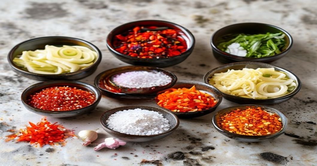 김장 양념 재료 한눈에 보기 - 고추가루, 마늘, 생강, 젓갈 등